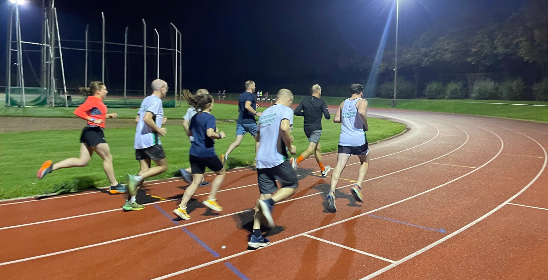 Maidstone Harriers group photo taken at a Sutton Valance track session
