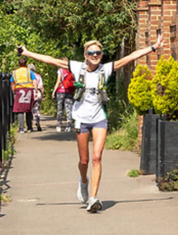 Sharon Barnett at the Three Castles 50K ultra trail race, Rochester, 2025
