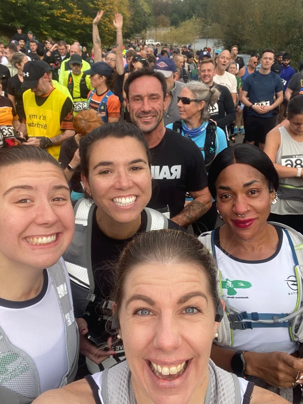 Happy people at the Maidstone Half Marathon 2025 at Mote Park. Hosted by Maidstone Harriers, the community driven running club