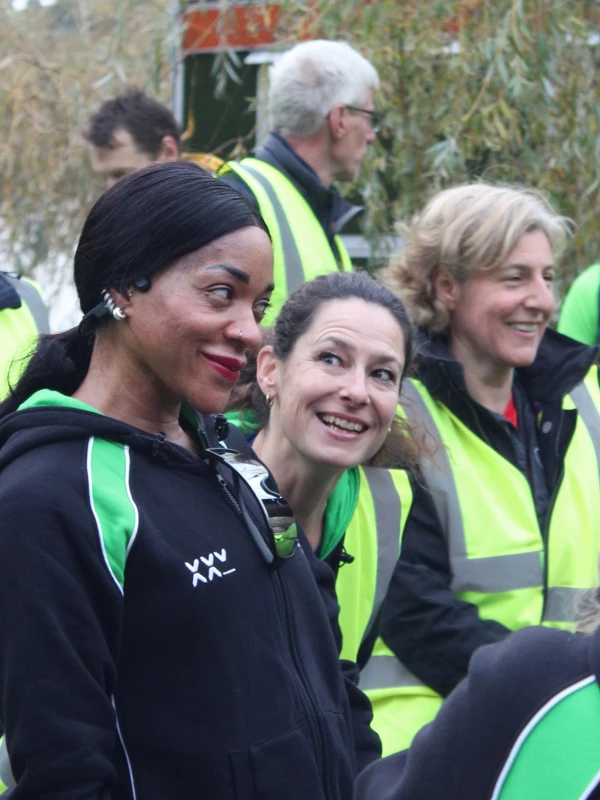 Happy people at the Maidstone Half Marathon 2025 at Mote Park. Hosted by Maidstone Harriers, the community driven running club