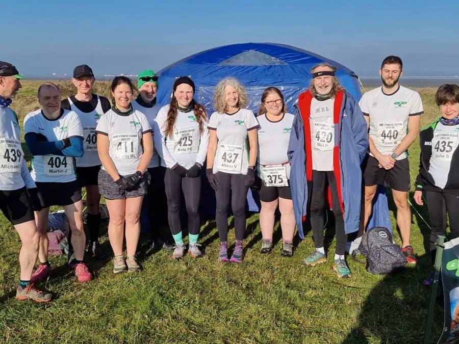 KFL All Hallows 2025 - Kent Fitness League runners posing for a Maidstone Harriers' team photo before the event