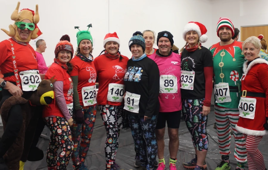 The runners in fancy dress, ready for the Turkey Run, 2024, organised by the Maidstone Harriers