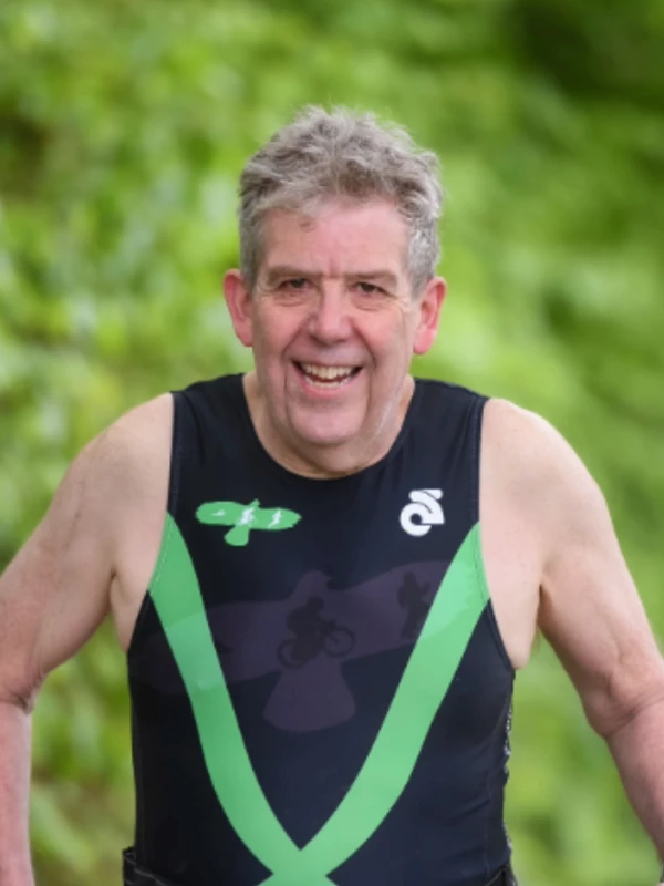 Maidstone Harriers Member of the Month for February 2026 is Matt Fraser. Photo is Matt at in the black Harriers Tri vest