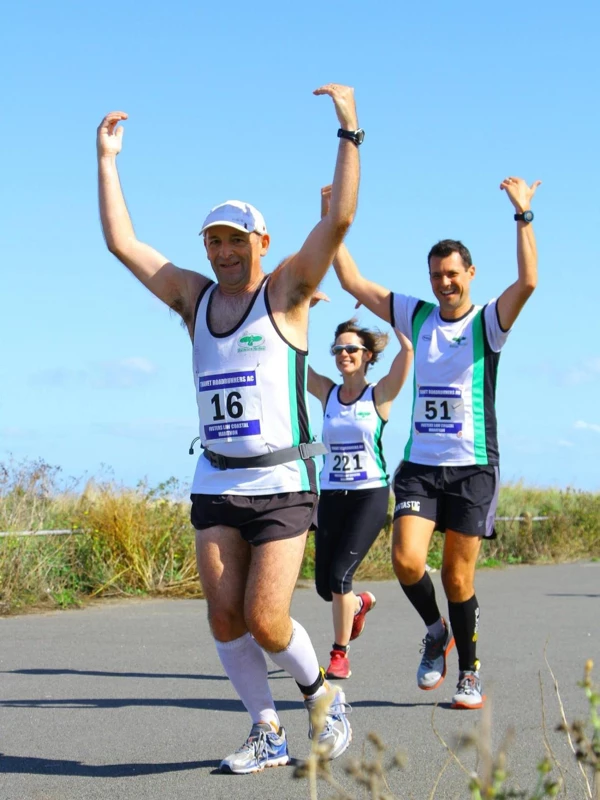Maidstone Harriers runner Andrew Burgess running with teammates at the Kent Coastal Marathon in September 2016