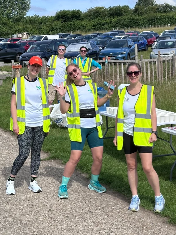 Maidstone Harriers volunteers helping at the finish line for the 2026 David Thornby 10k.