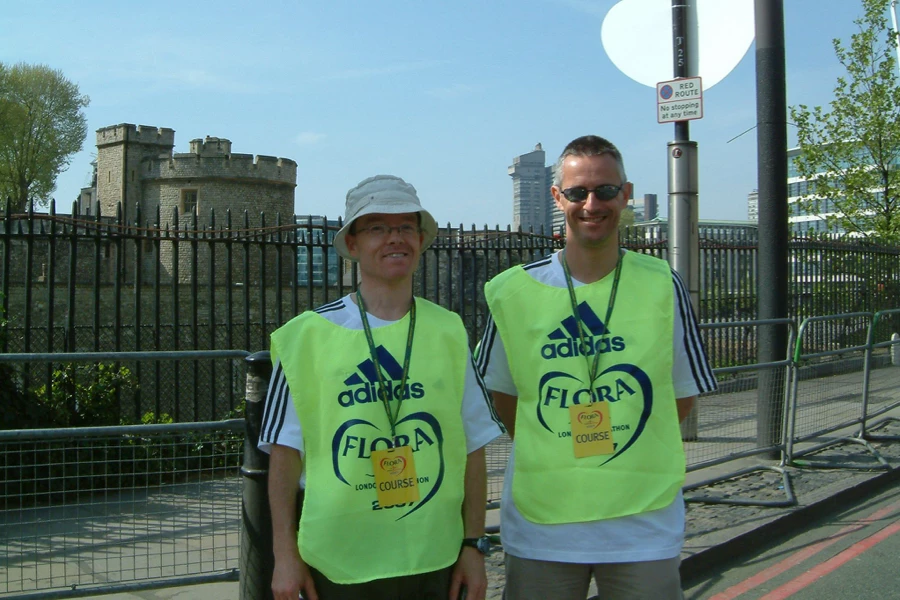 Mike Murdoch volunteering as a course marshal at the London Marathon