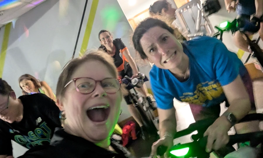 Maidstone Harriers spin class with Catey and Mia